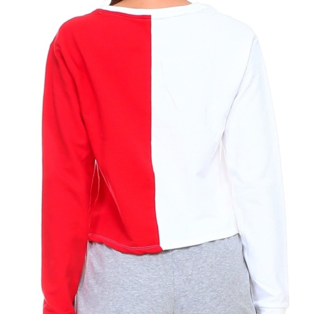 TOMMY HILFIGER CROP COLOR BLOCK TOP LONG SLEEVE - Picture 2 of 2